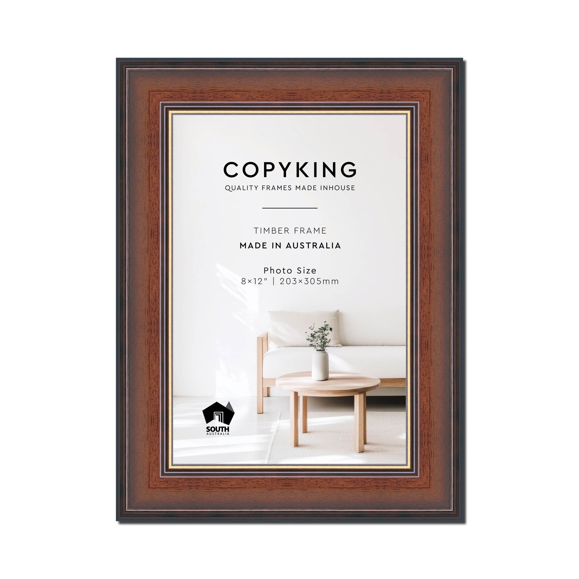 Walnut/Gold 50mm Wood Photo Frame - 8" x 12" (203mm x 305mm)