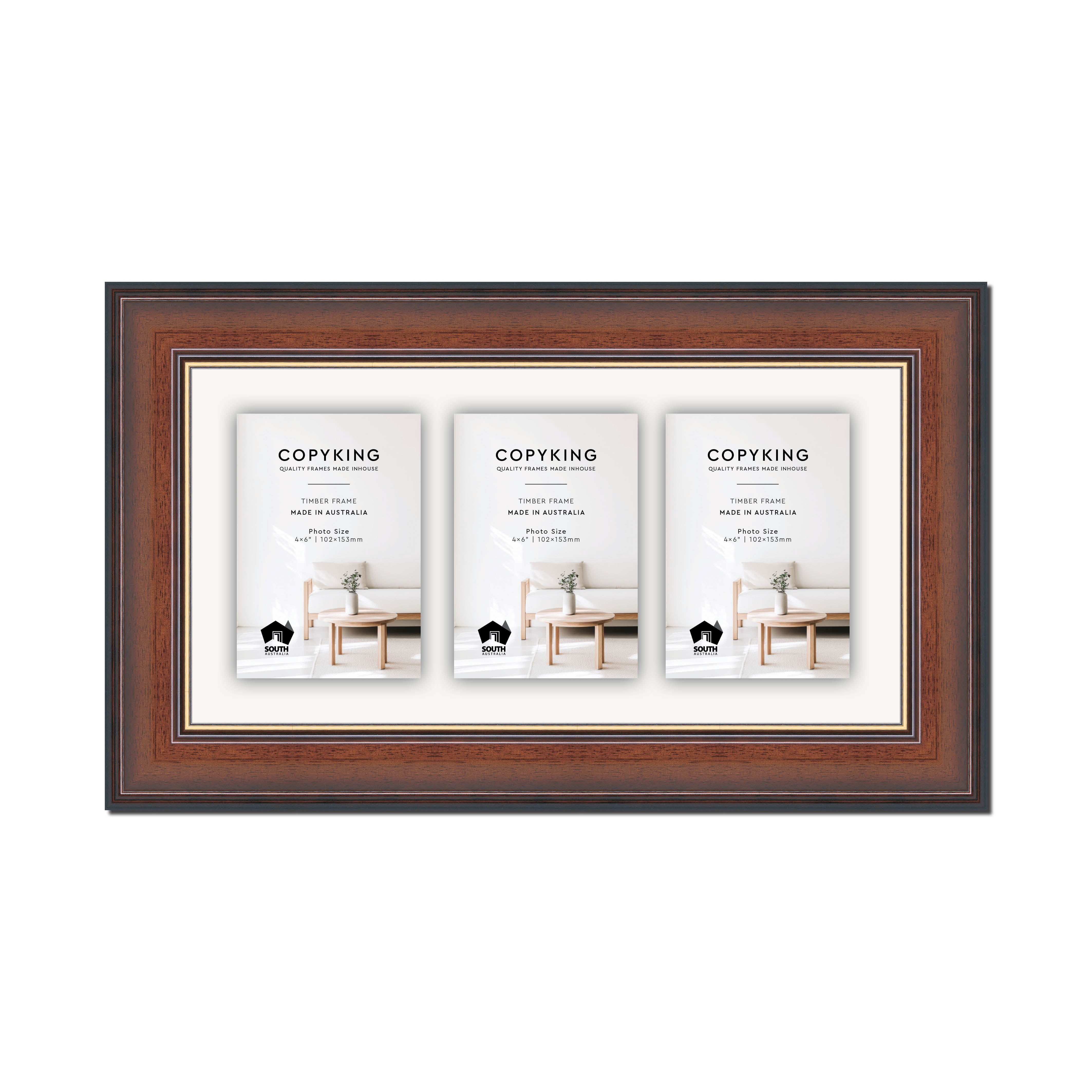 Walnut/Gold 50mm Wood Collage Photo Frame - 8