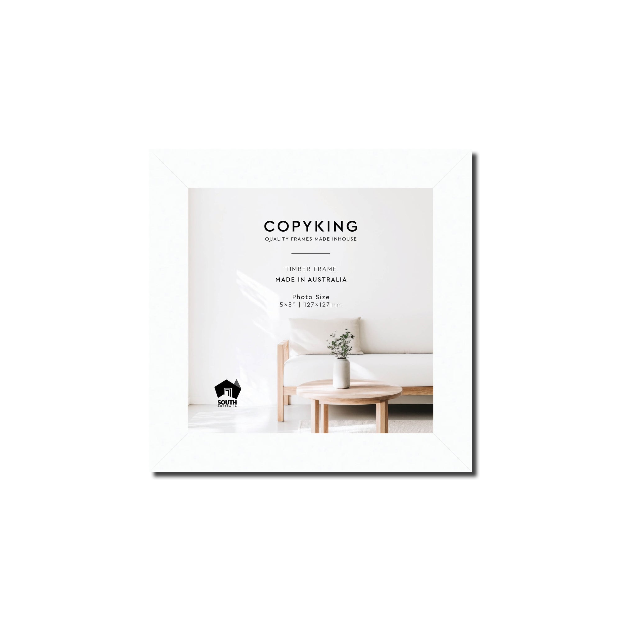 White 20mm Wood Square Photo Frame - 5" x 5" (127mm x 127mm)