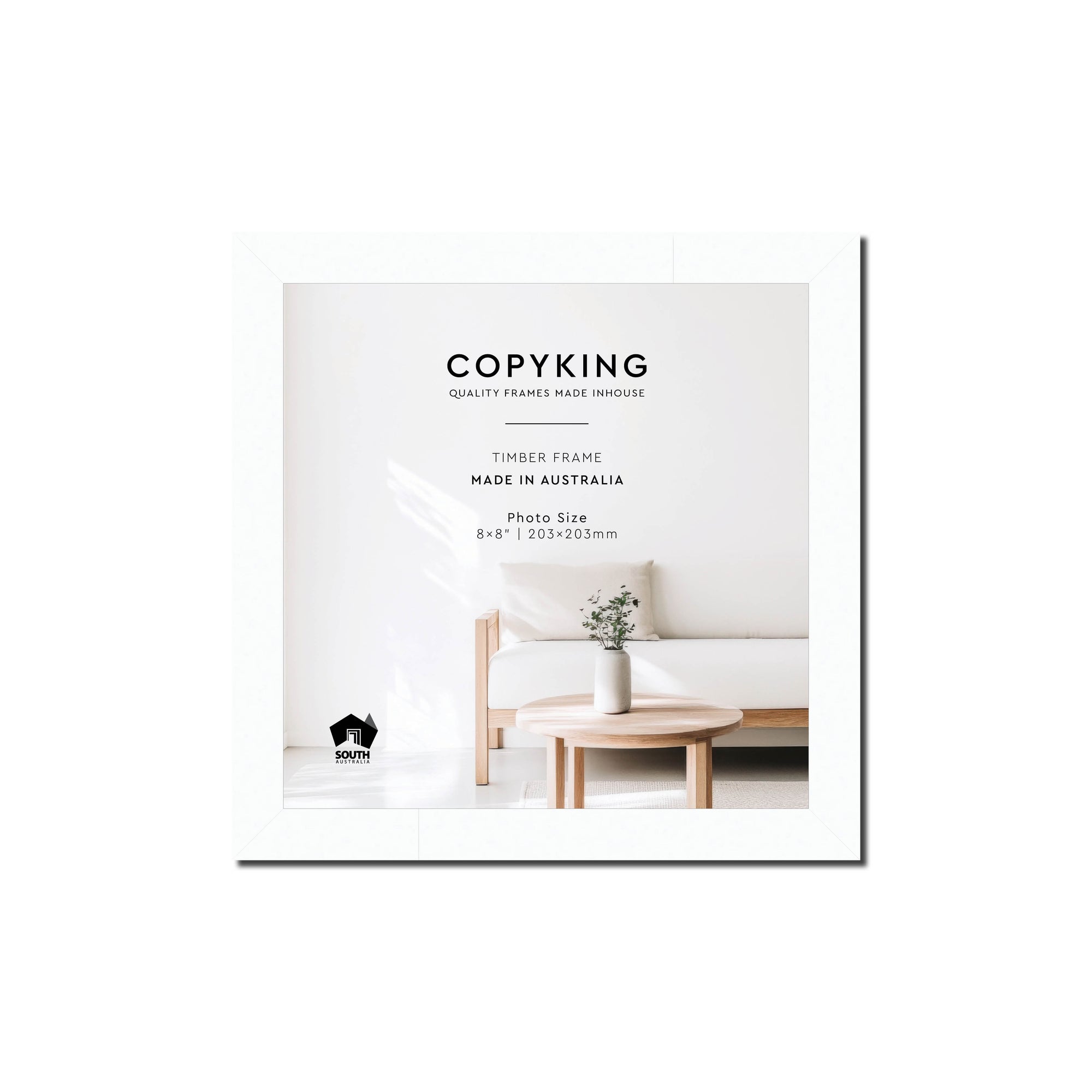 White 20mm Wood Square Photo Frame - 8" x 8" (203mm x 203mm)