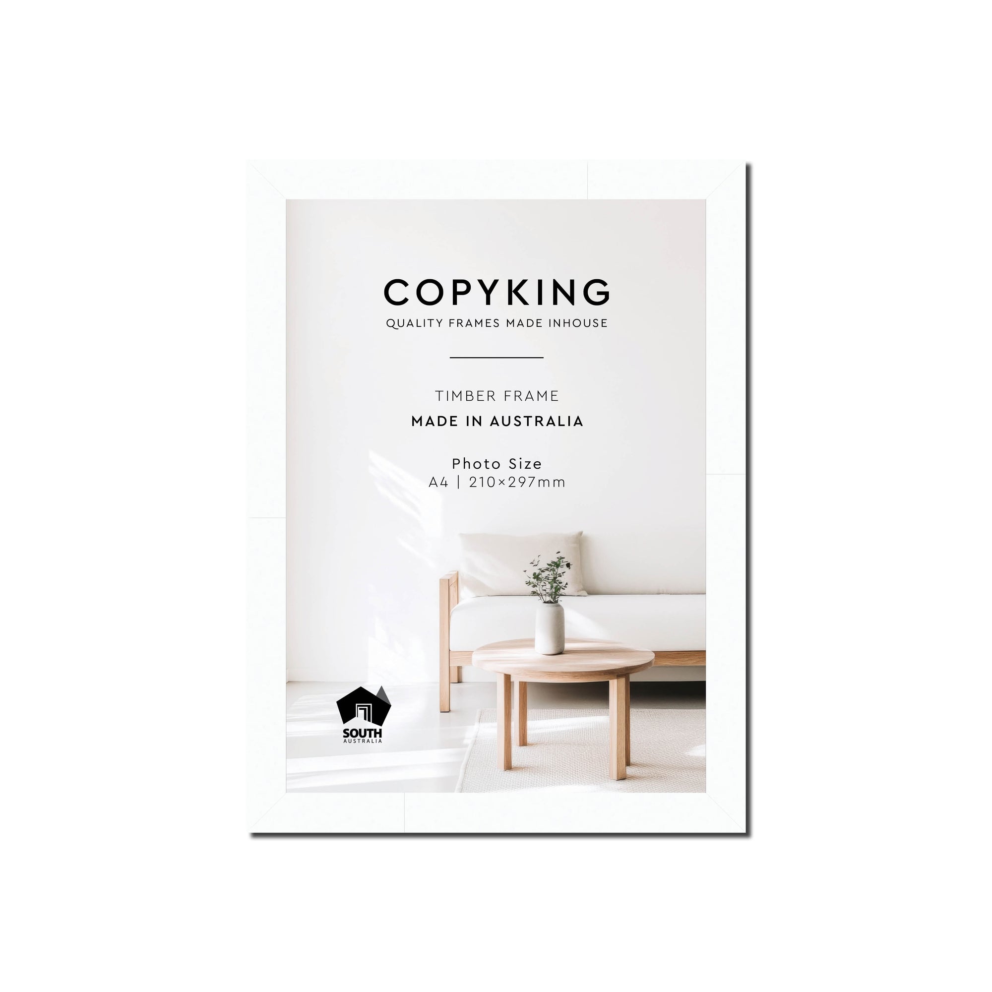 White 20mm Wood Poster Frame - A4 (210mm x 297mm