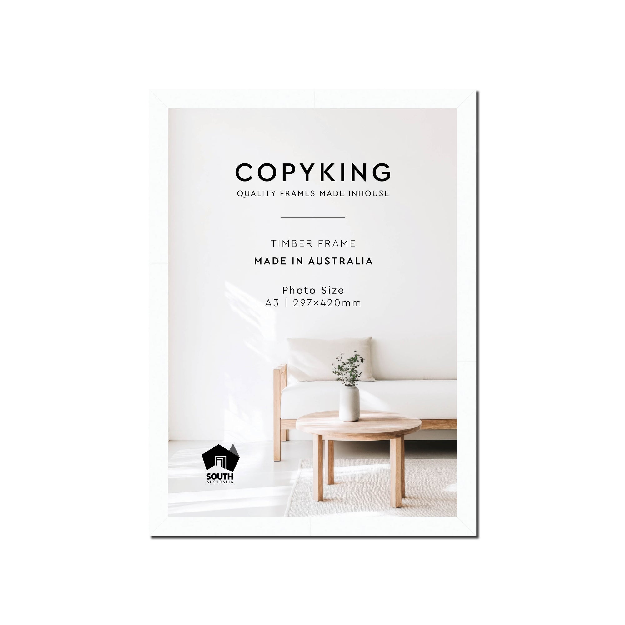 White 20mm Wood Poster Frame - A3 (297mm x 420mm)