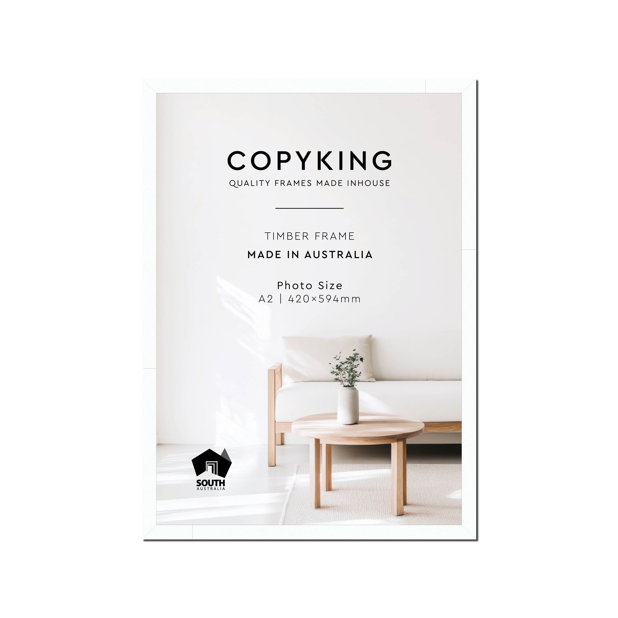 White 20mm Wood Poster Frame - A2 (420mm x 594mm)