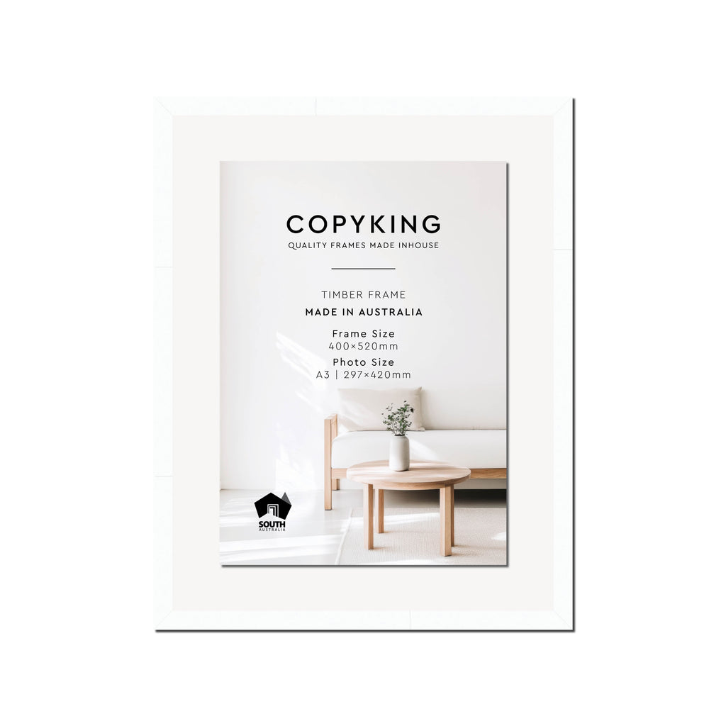 White 20mm Wood Certificate Frame - 400mm x 520mm - 1 Certificates (A3)