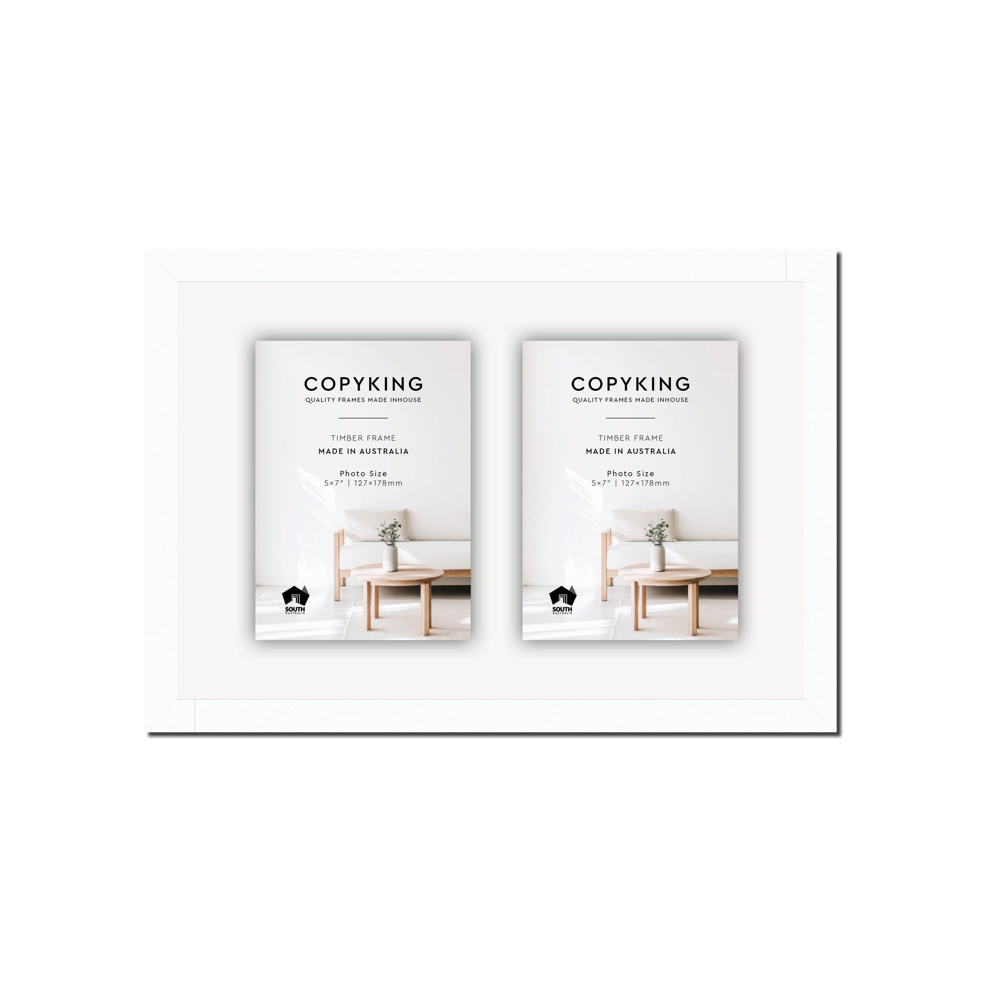 White 20mm Wood Collage Photo Frame - 10" x 15" - 2 Photos (5" x 7")