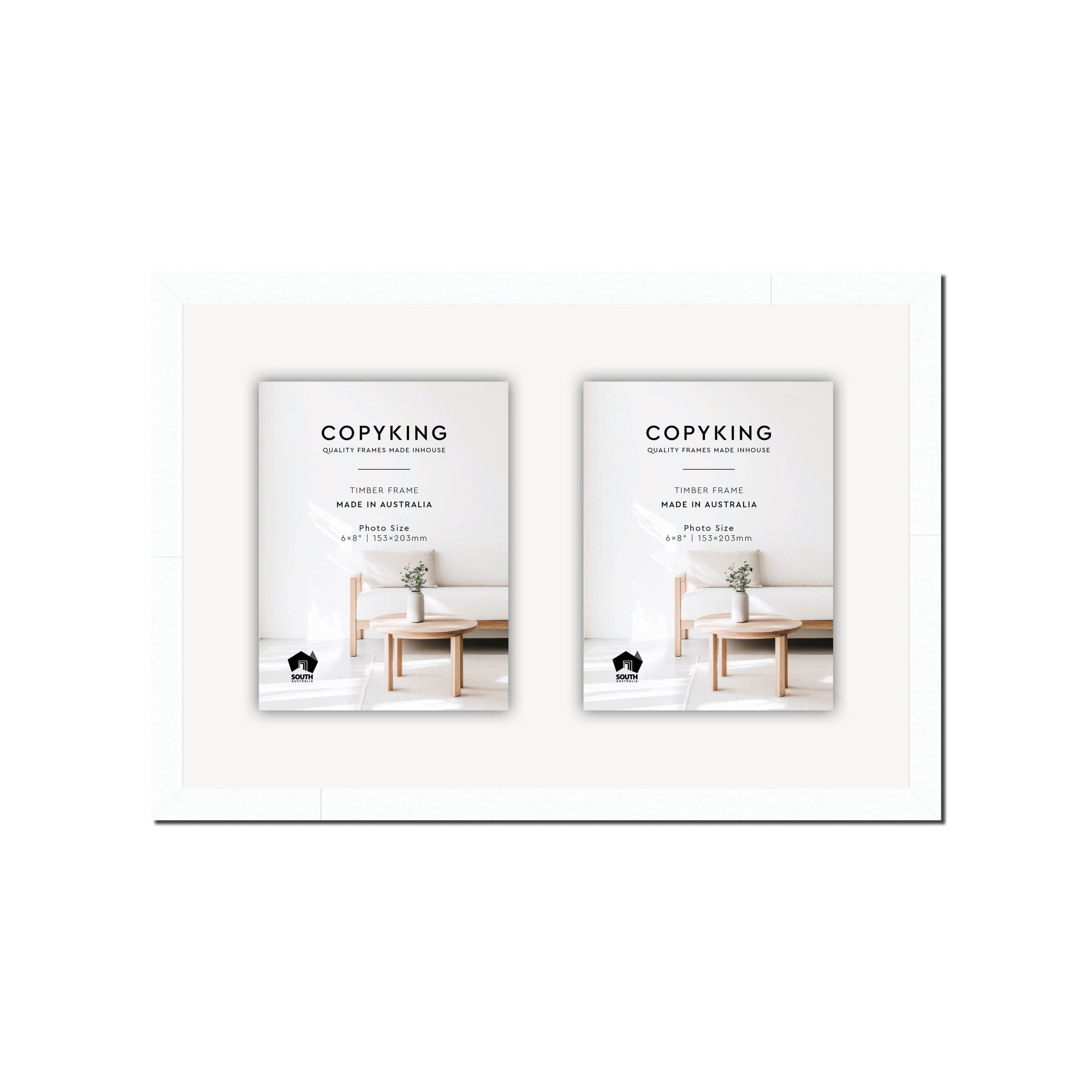 White 20mm Wood Collage Photo Frame - 12" x 18" - 2 Photos (6" x 8")