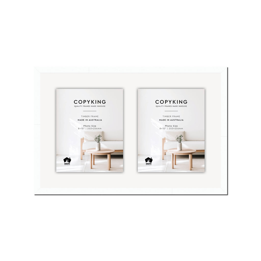 White 20mm Wood Collage Photo Frame - 14" x 22" - 2 Photos (8" x 10")