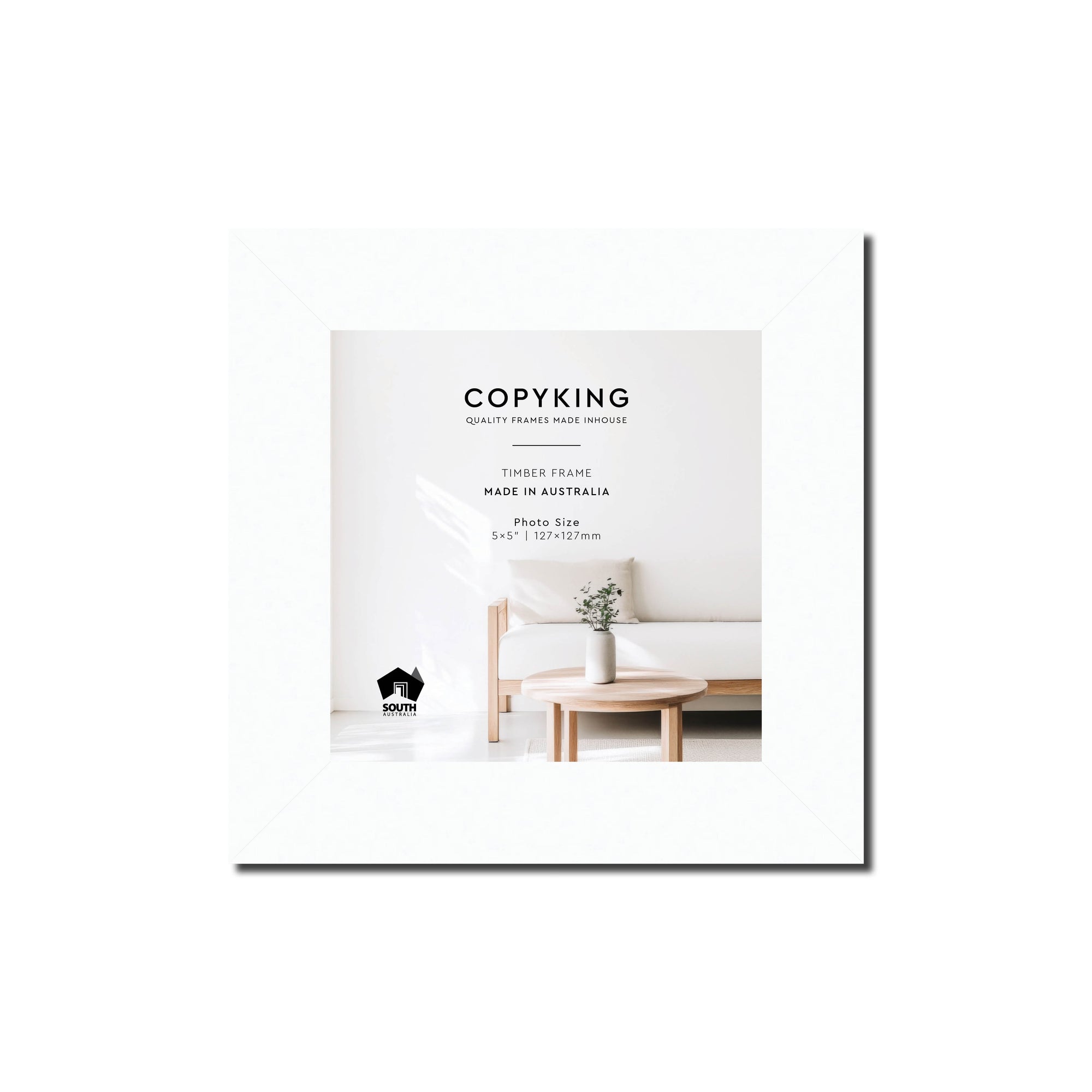 White 30mm Wood Square Photo Frame - 5" x 5" (127mm x 127mm)