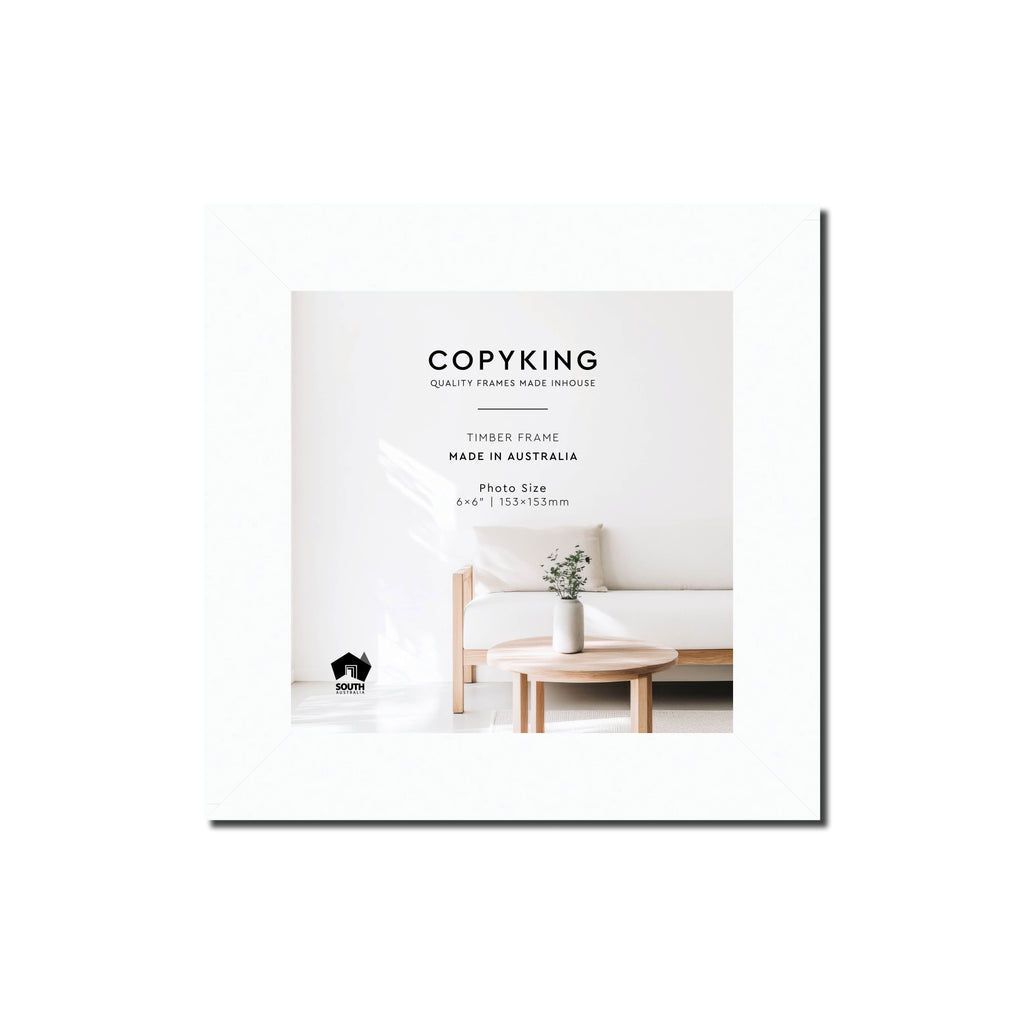 White 30mm Wood Square Photo Frame - 6" x 6" (153mm x 153mm)
