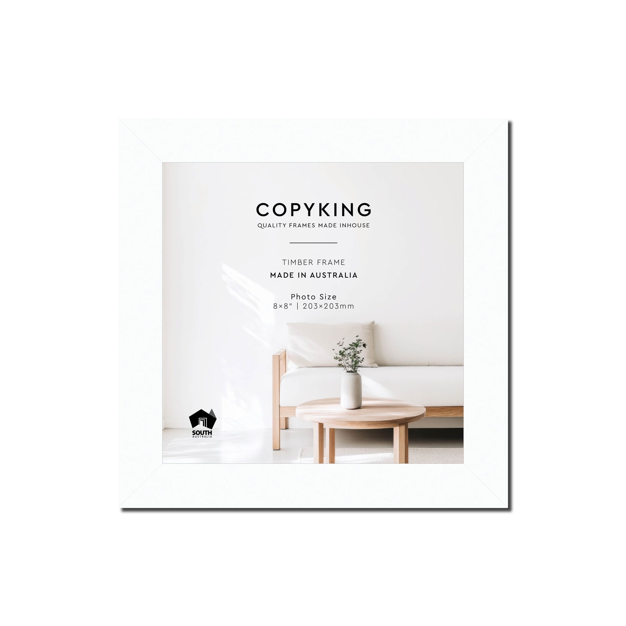 White 30mm Wood Square Photo Frame - 8" x 8" (203mm x 203mm)