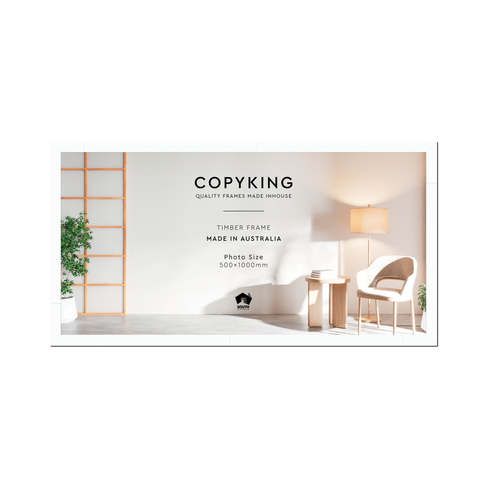 White 30mm Wood Panoramic Photo Frame - 50cm x 100cm