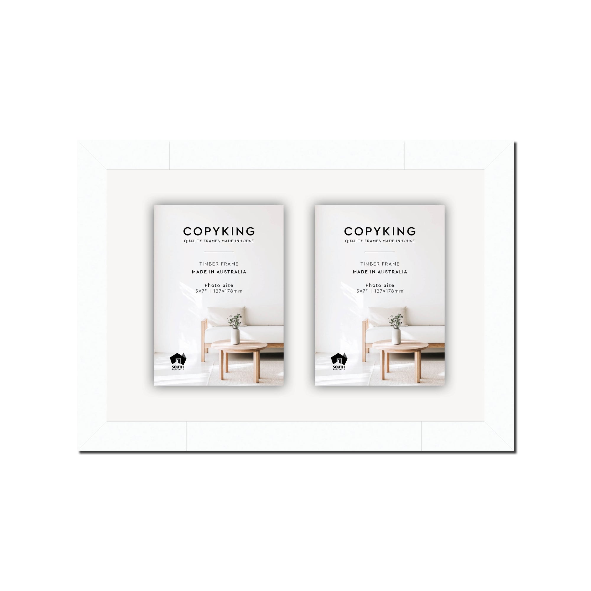 White 30mm Wood Collage Photo Frame - 10" x 15" - 2 Photos (5" x 7")