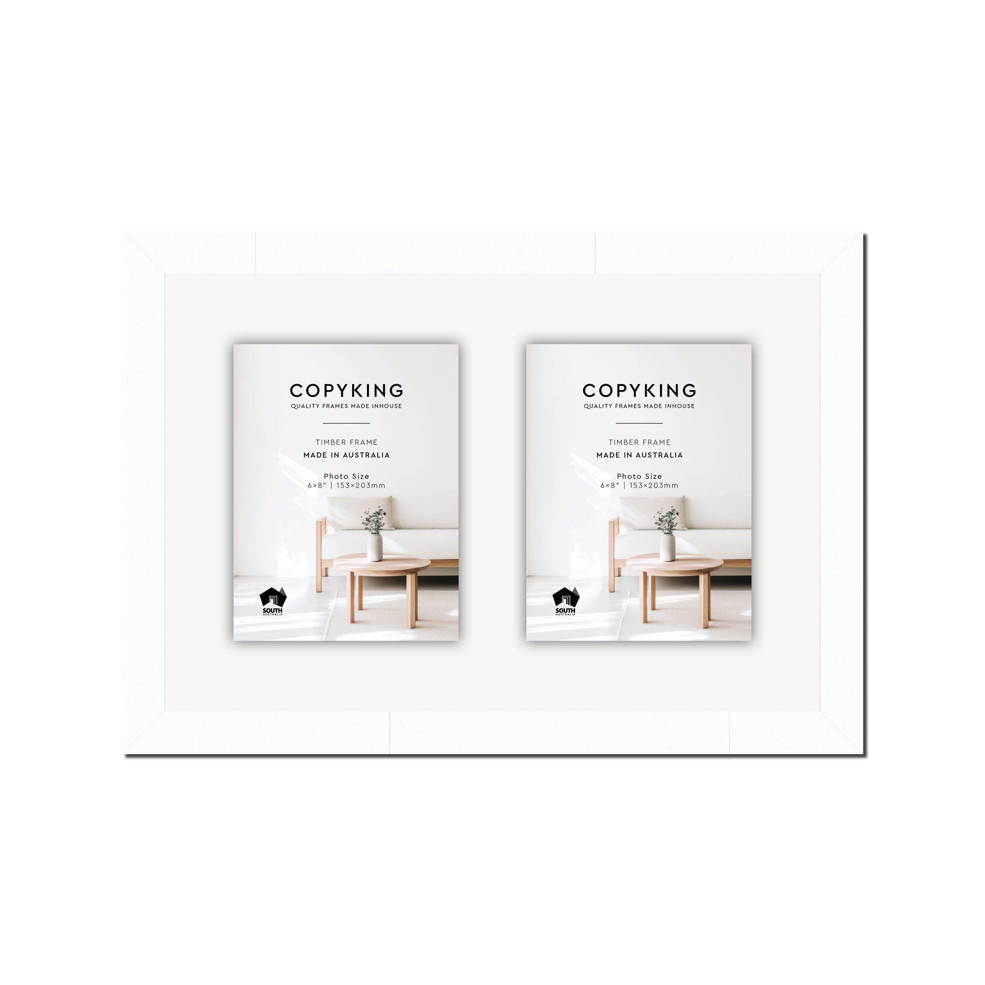 White 30mm Wood Collage Photo Frame - 12" x 18" - 2 Photos (6" x 8")