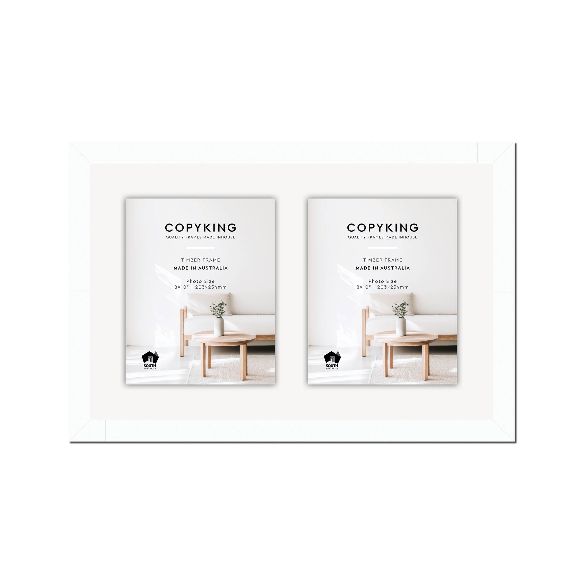 White 30mm Wood Collage Photo Frame - 14" x 22" - 2 Photos (8" x 10")