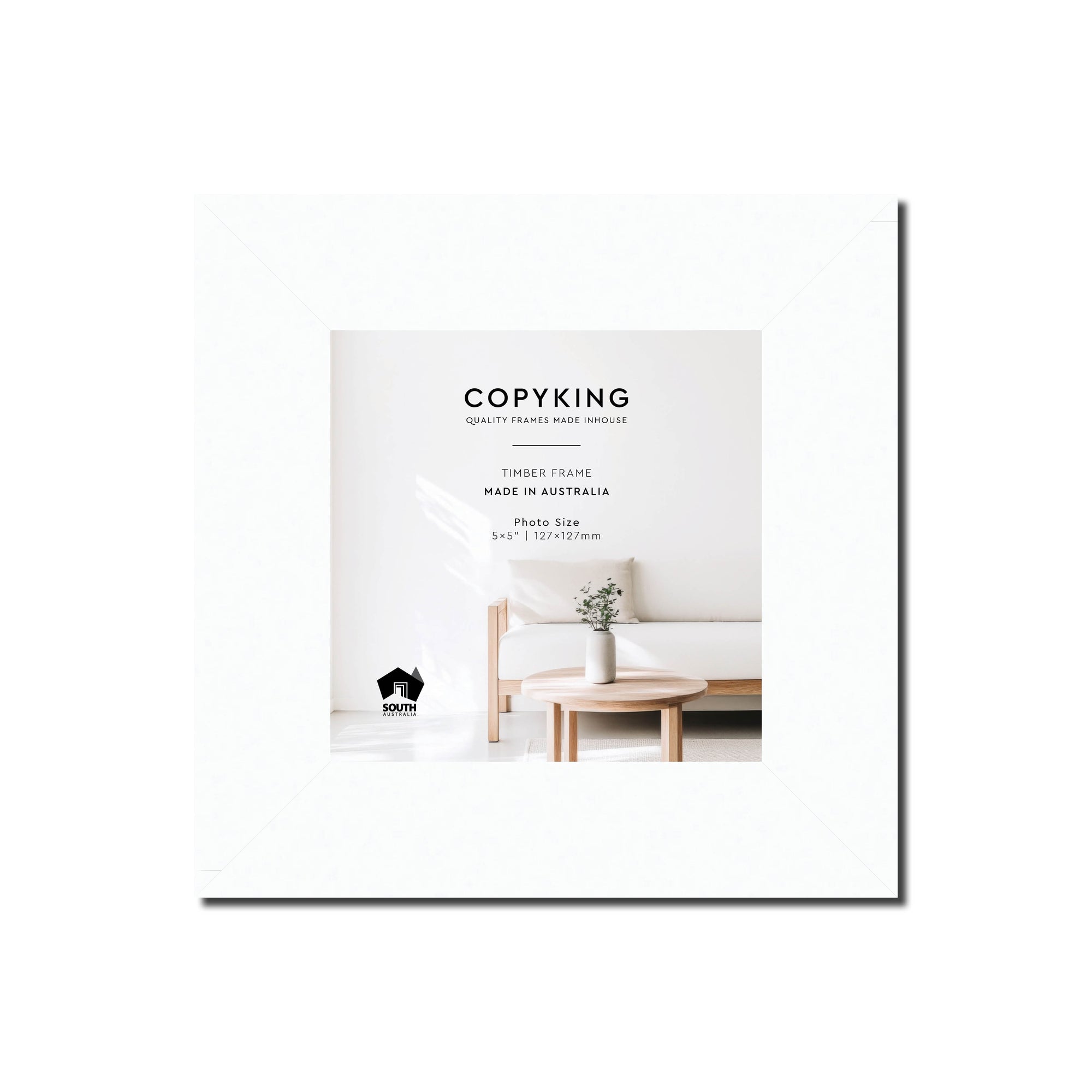 White 40mm Wood Square Photo Frame - 5" x 5" (127mm x 127mm)