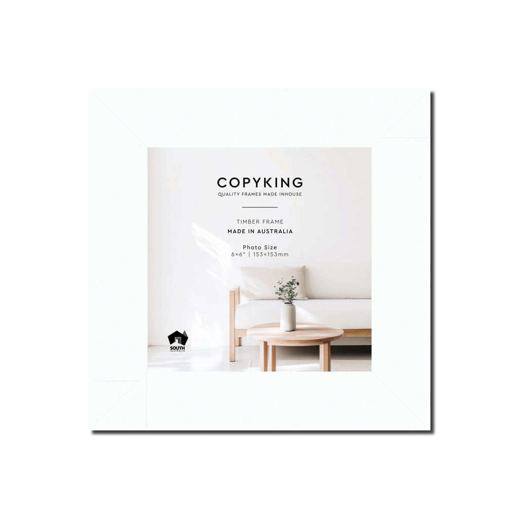 White 40mm Wood Square Photo Frame - 6" x 6" (153mm x 153mm)