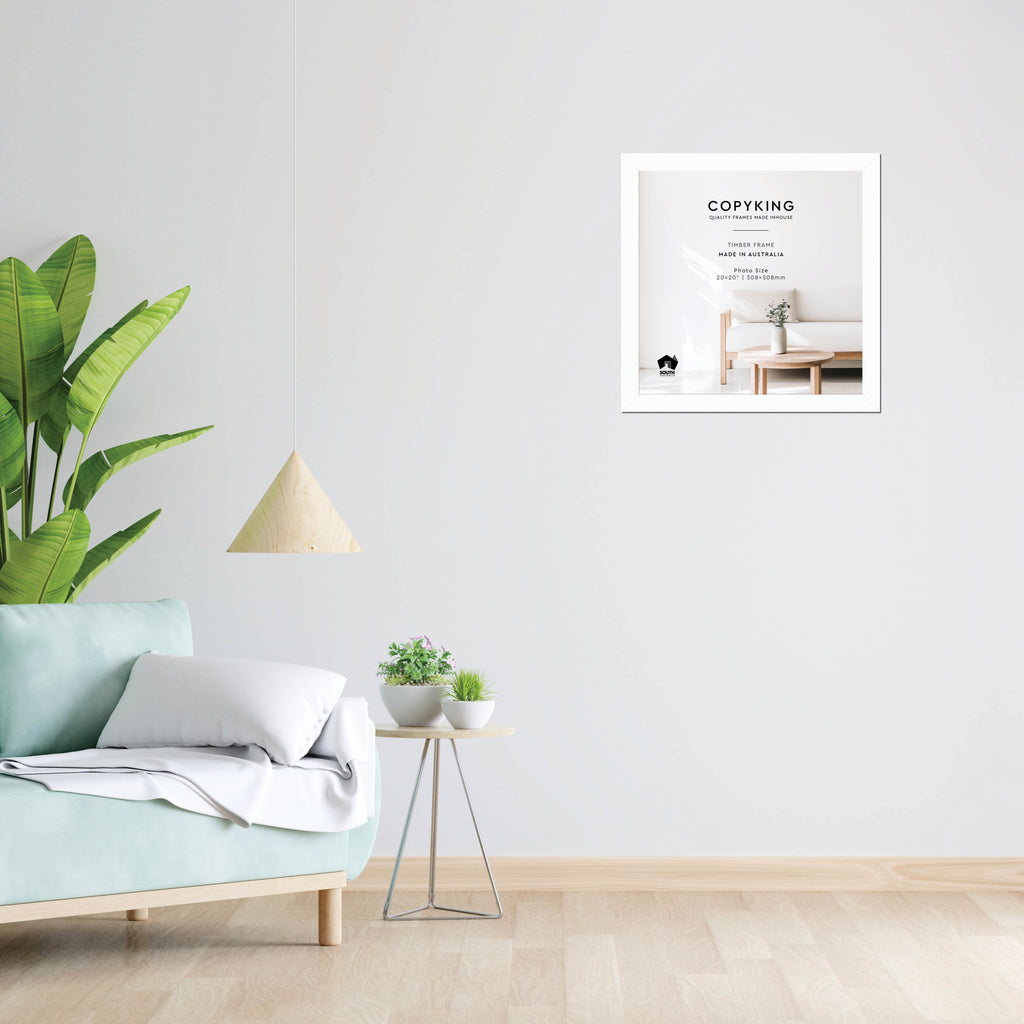 White 40mm Wood Square Photo Frame - 20" x 20" (508mm x 508mm)