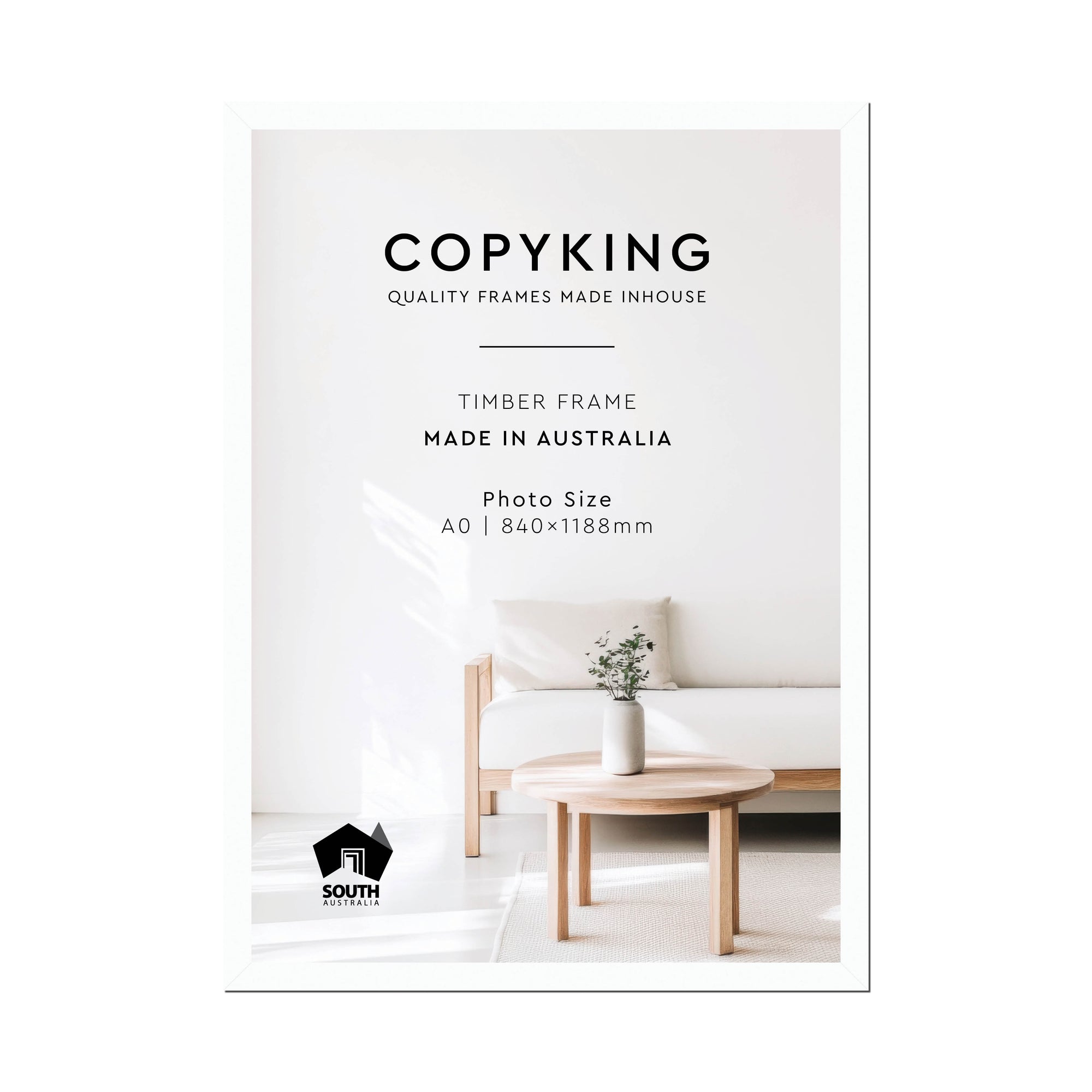 White 40mm Wood Poster Frame - A0 (840mm x 1188mm)