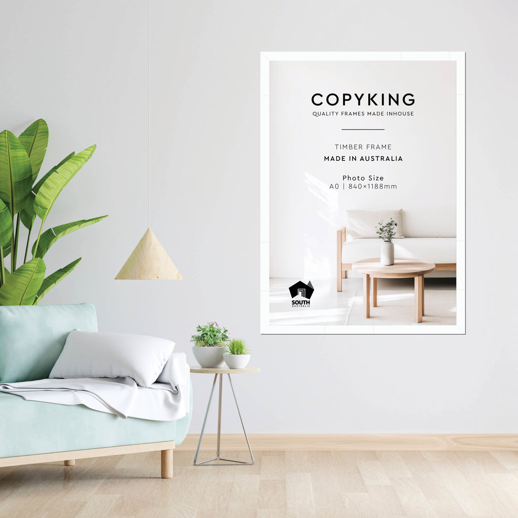 White 40mm Wood Poster Frame - A0 (840mm x 1188mm)