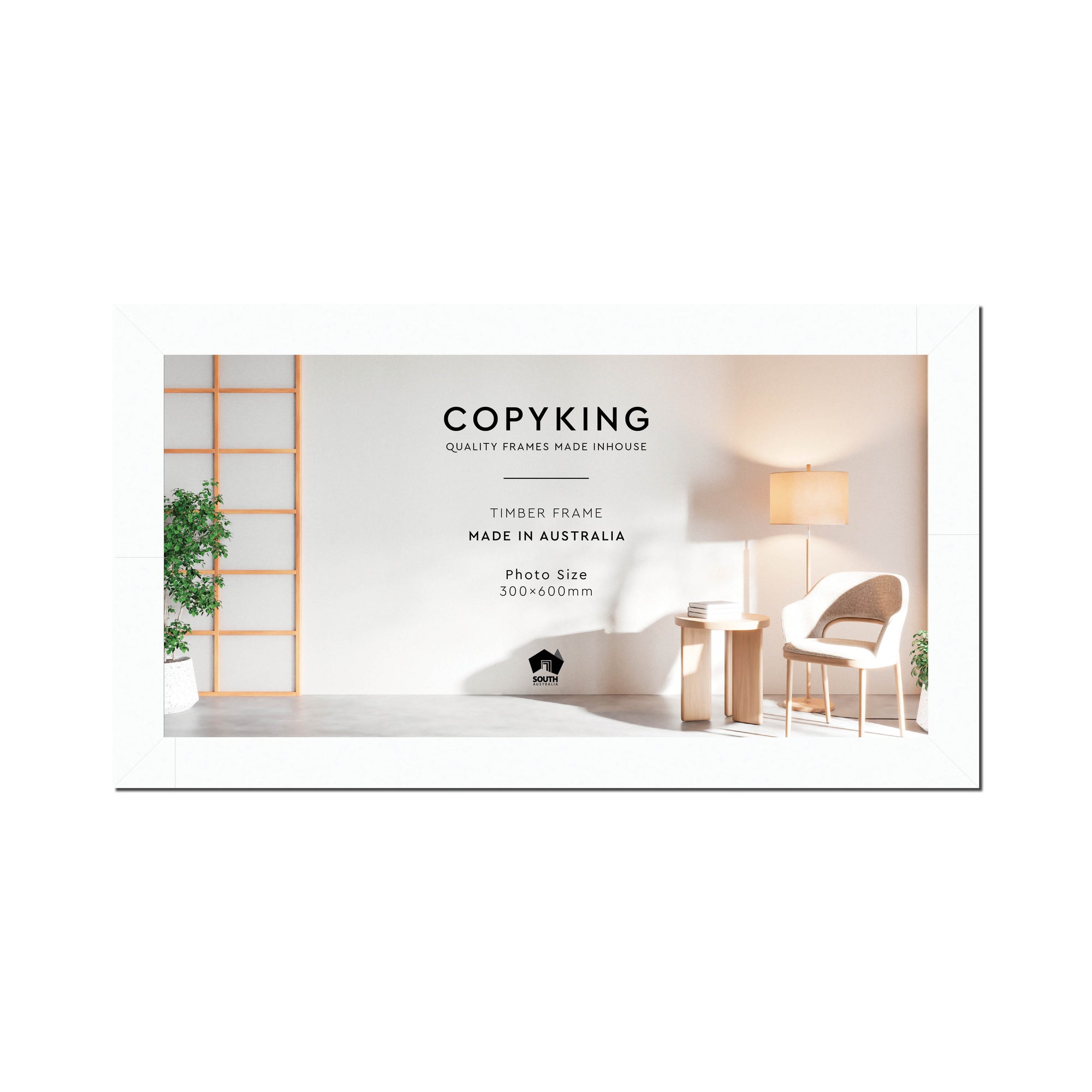 White 40mm Wood Panoramic Photo Frame - 30cm x 60cm