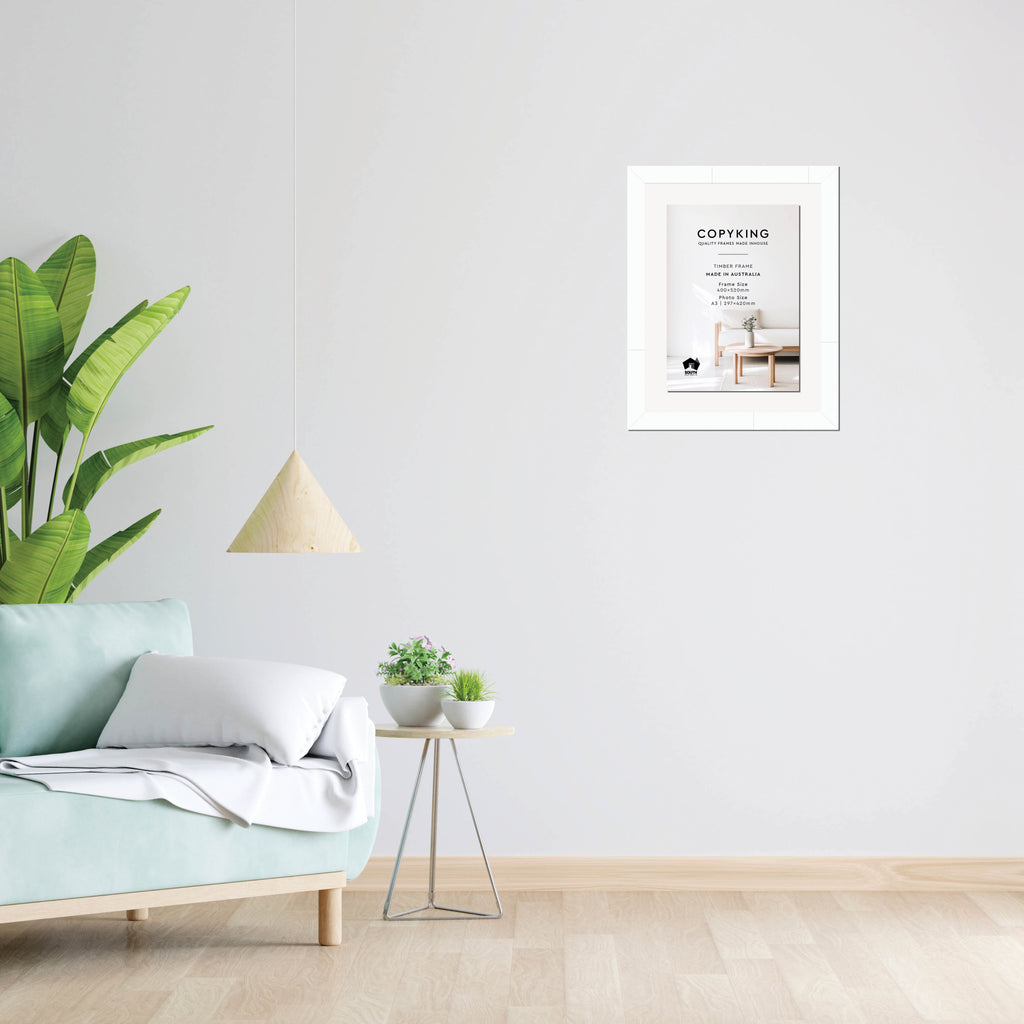 White 40mm Wood Certificate Frame - 400mm x 520mm - 1 Certificates (A3)
