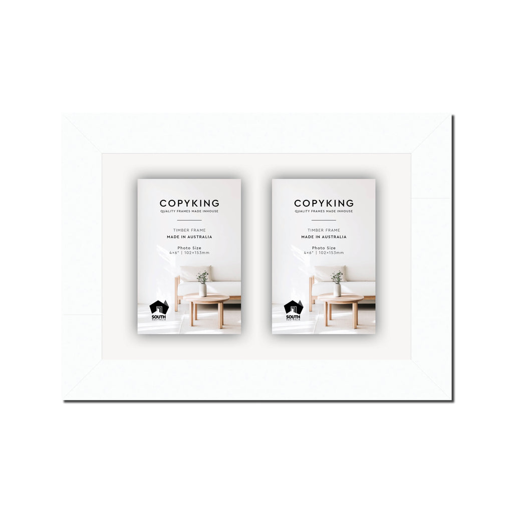 White 40mm Wood Collage Photo Frame - 8" x 12" - 2 Photos (4" x 6")