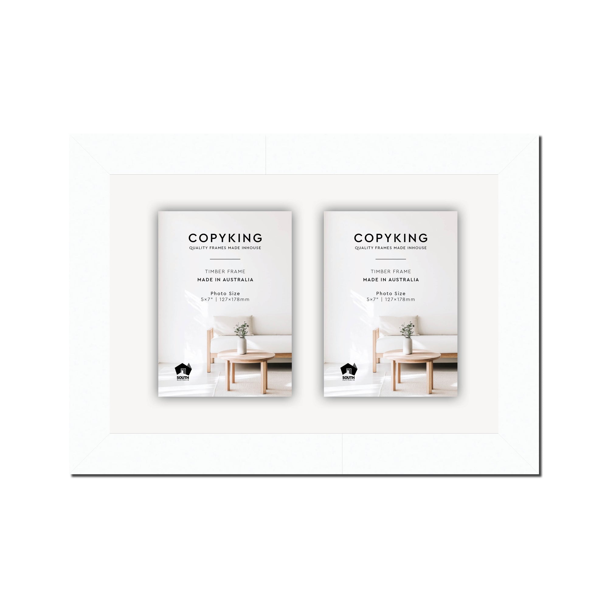 White 40mm Wood Collage Photo Frame - 10" x 15" - 2 Photos (5" x 7")