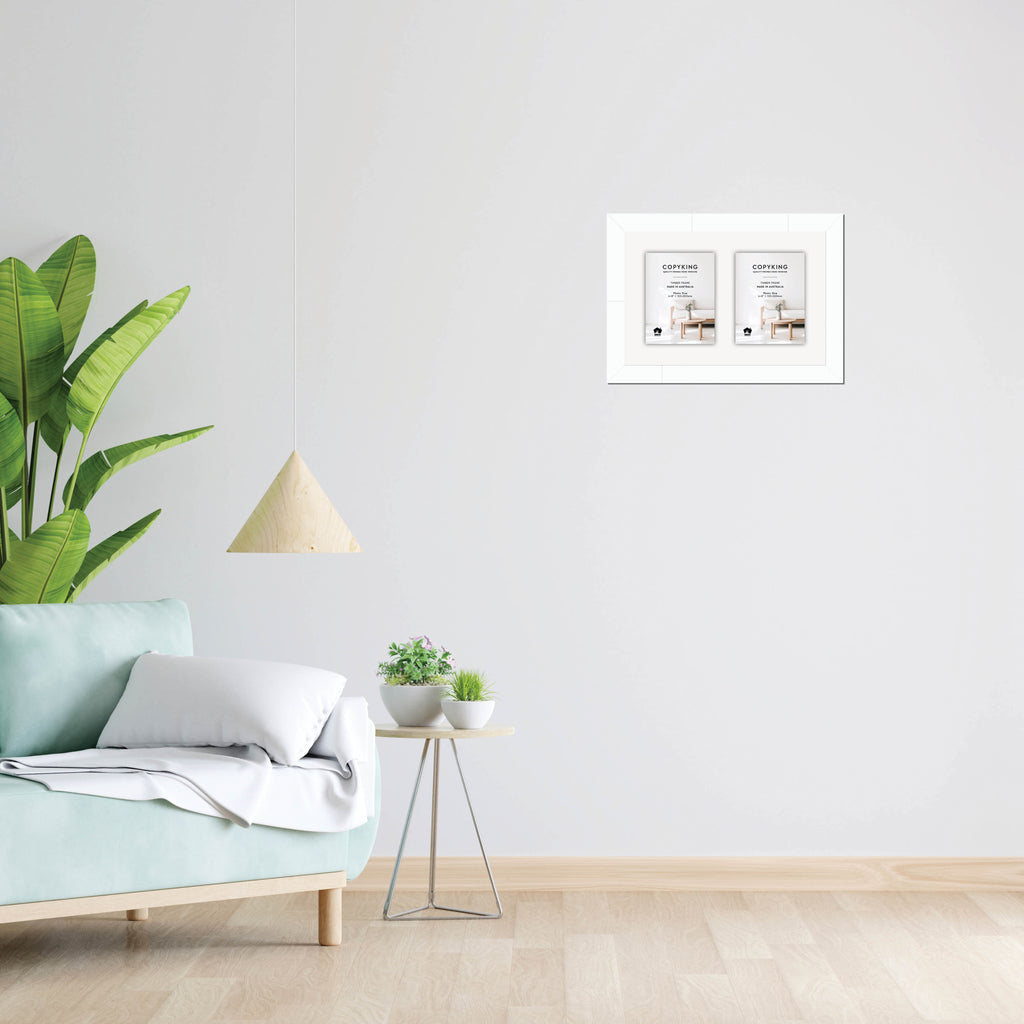 White 40mm Wood Collage Photo Frame - 12" x 18" - 2 Photos (6" x 8")