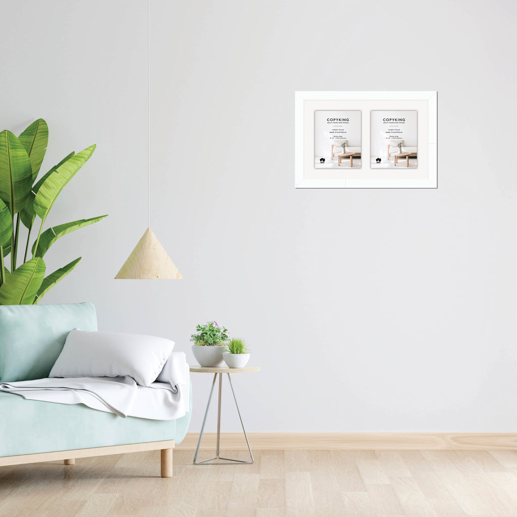 White 40mm Wood Collage Photo Frame - 14" x 22" - 2 Photos (8" x 10")